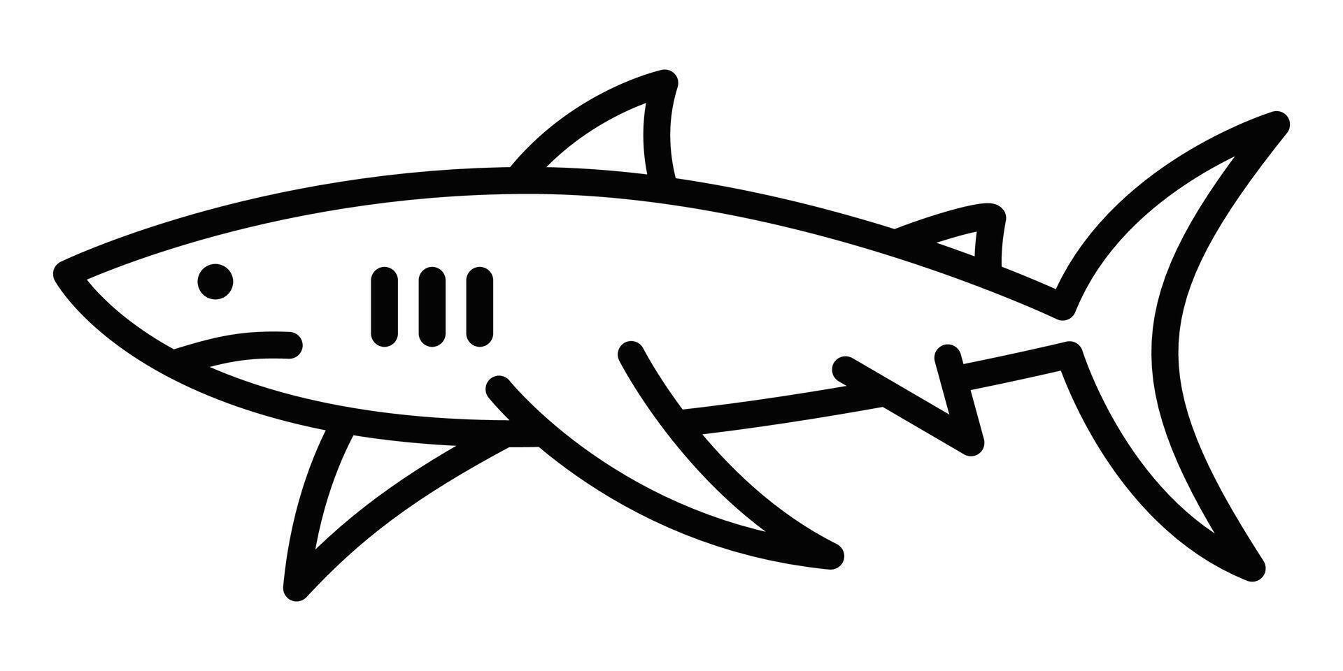 A black and white drawing of a shark vector