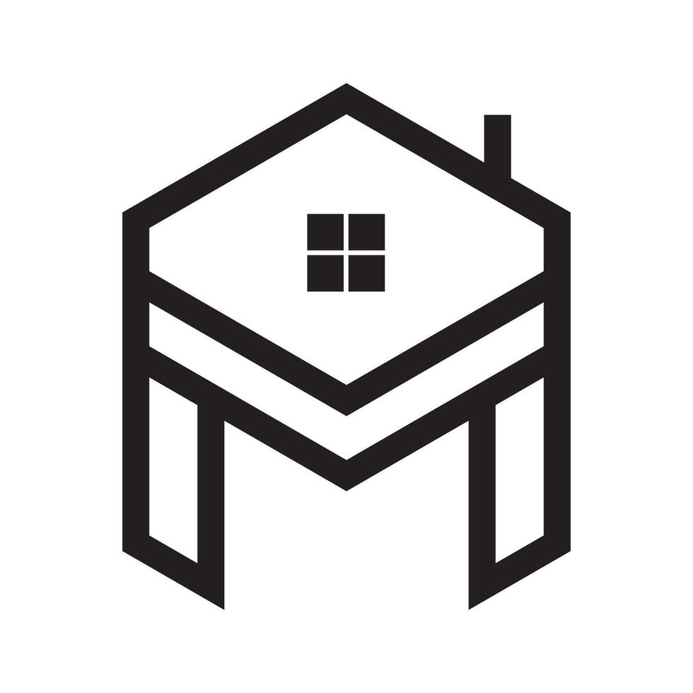 Letter M House, Building Monogram Logo. vector