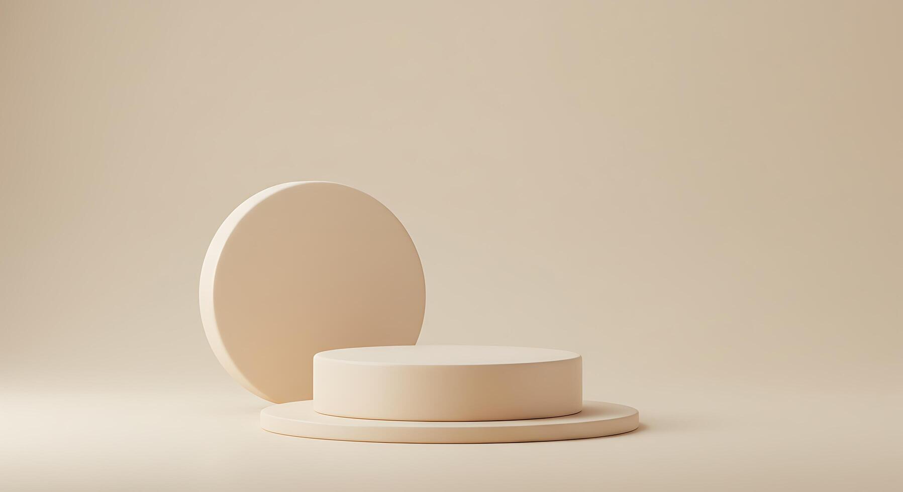A white round cake on a beige background photo
