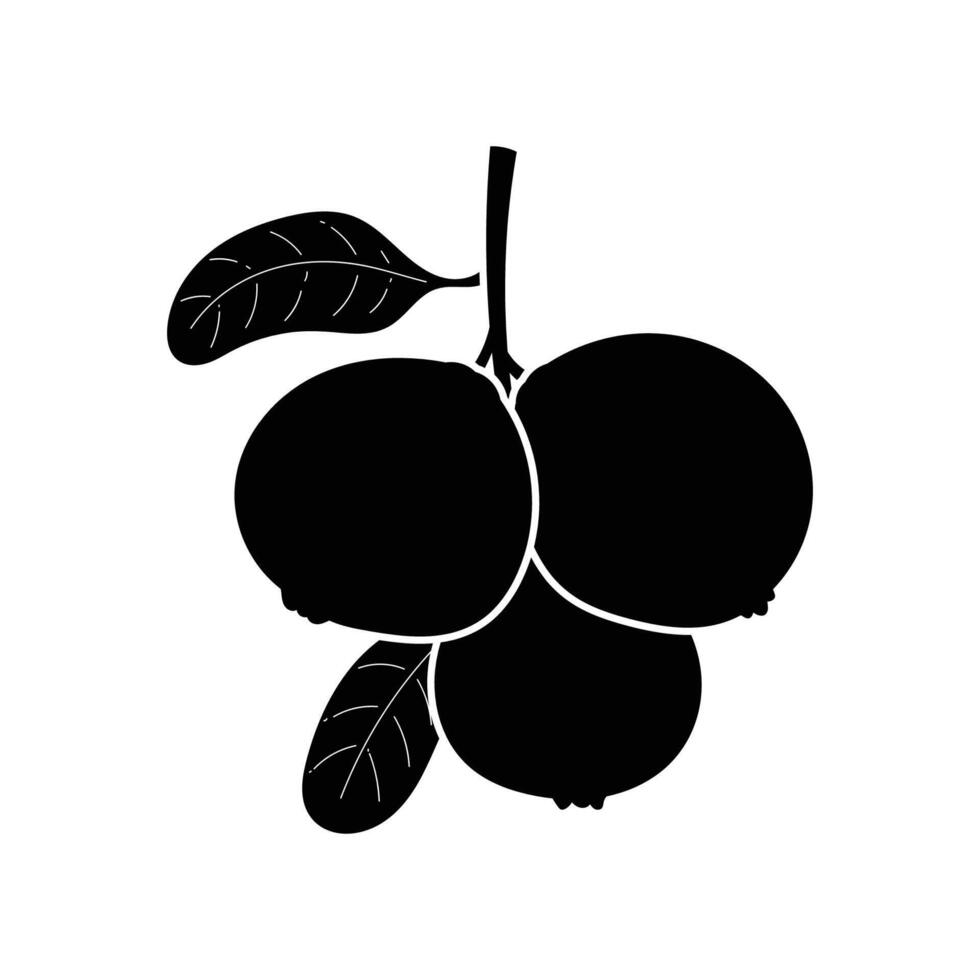 guava fruit silhouette illustration vector