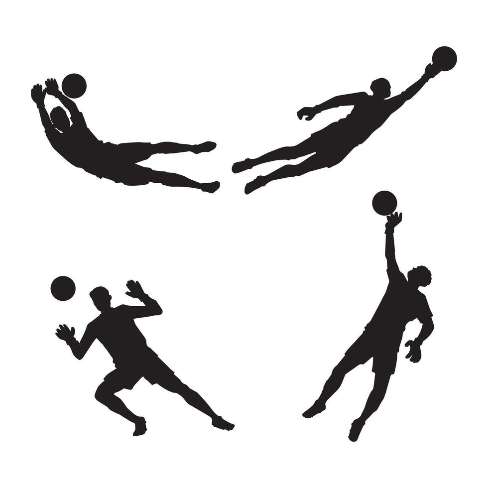 silhouette illustration of goalkeeper action vector