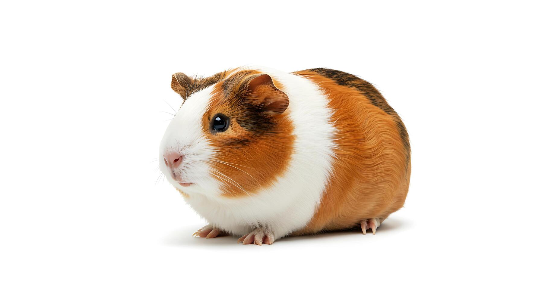 A guinea pig is standing on a white background photo