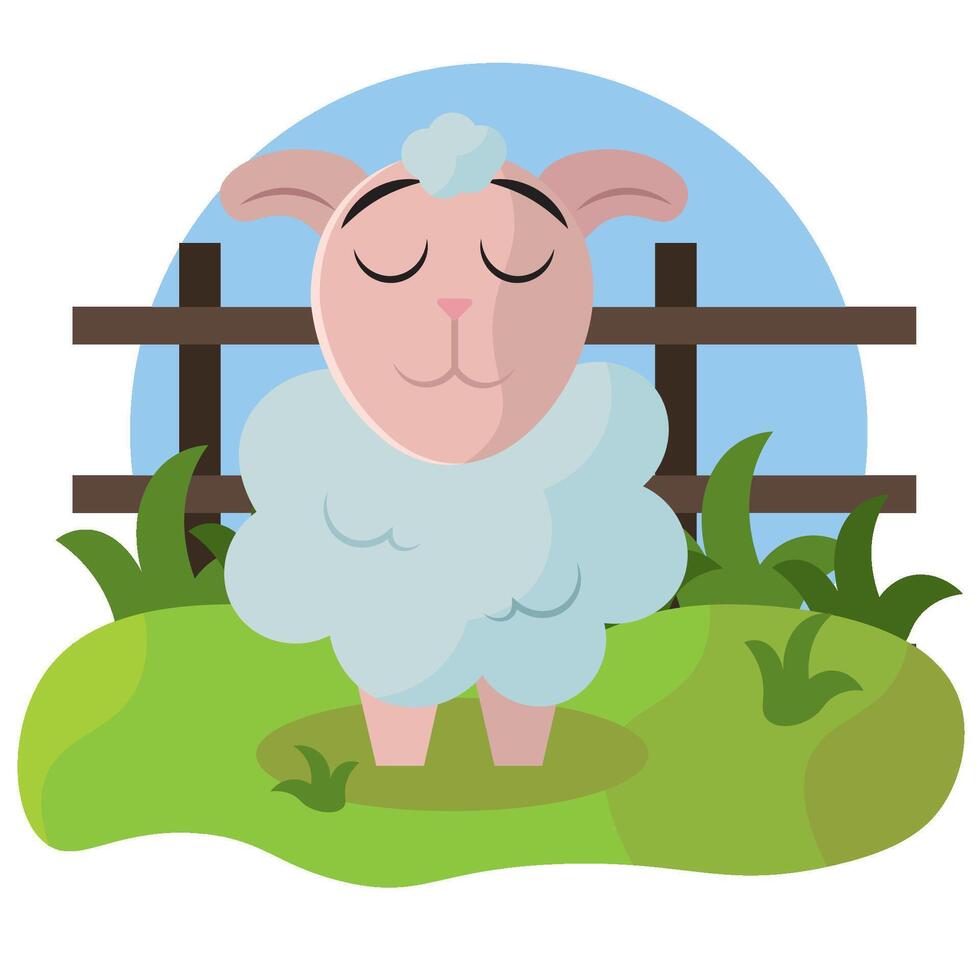 Relaxed sheep on grass. vector
