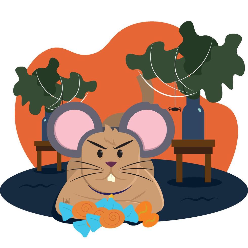 Cat dressed as mouse. vector
