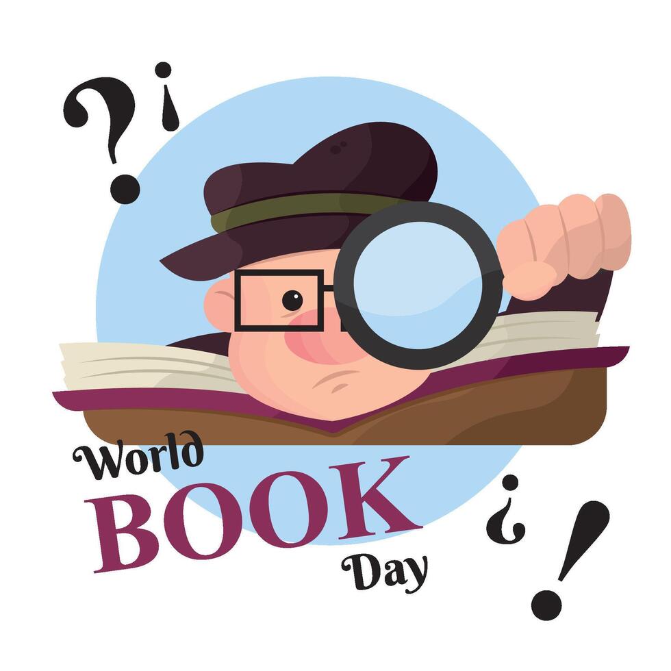 Detective magnifier reader art. vector