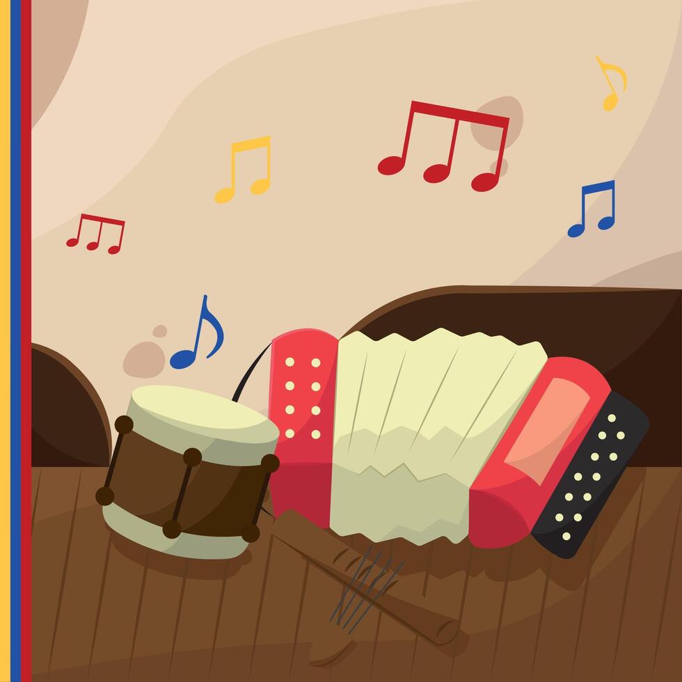 Vallenato musical instruments. vector