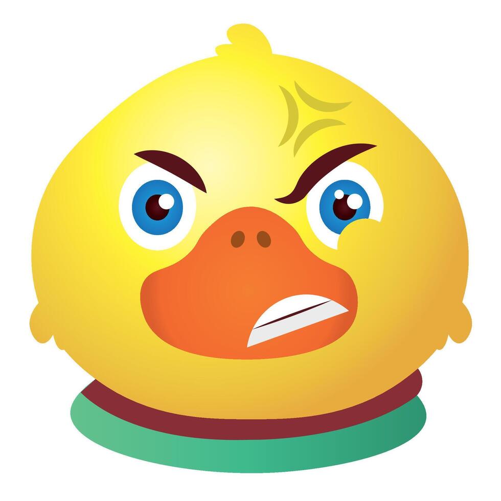 Angry duck with clenched teeth. vector