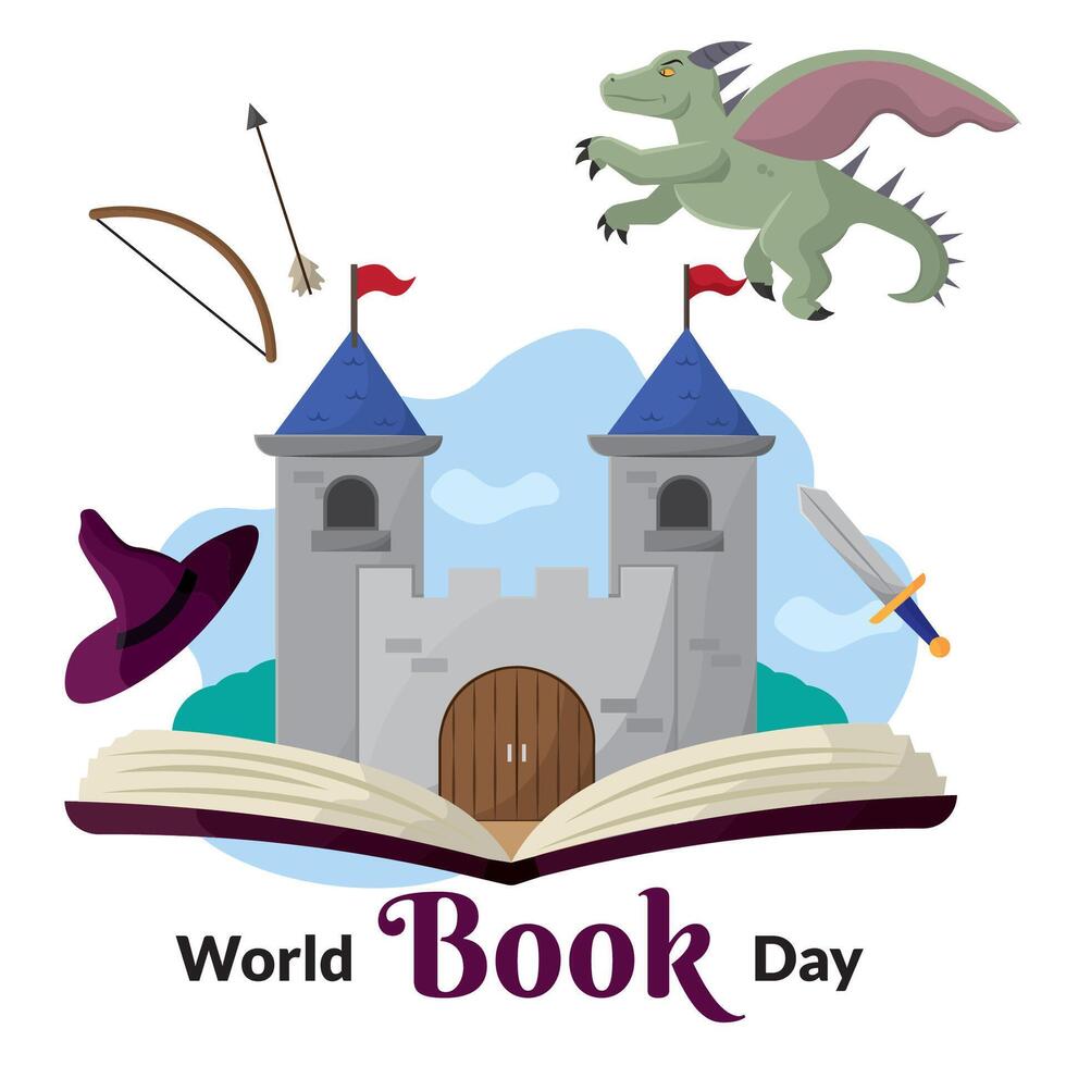 Castle fantasy book art. vector