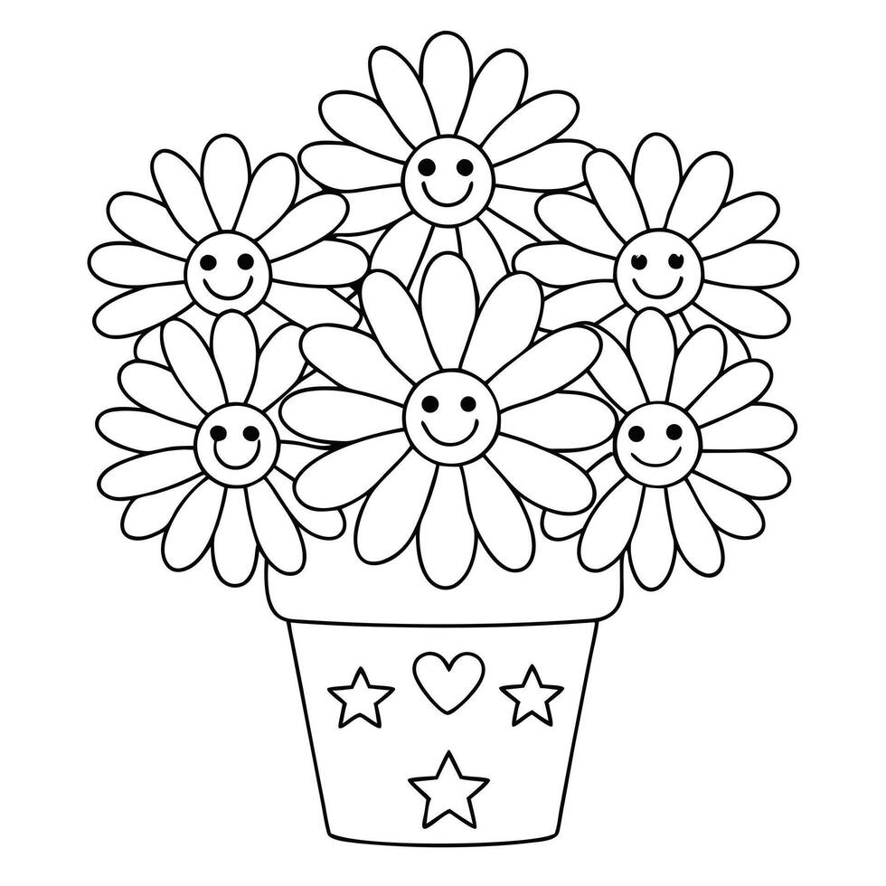 A nice coloring book art of flower bouquet as line art outline . vector