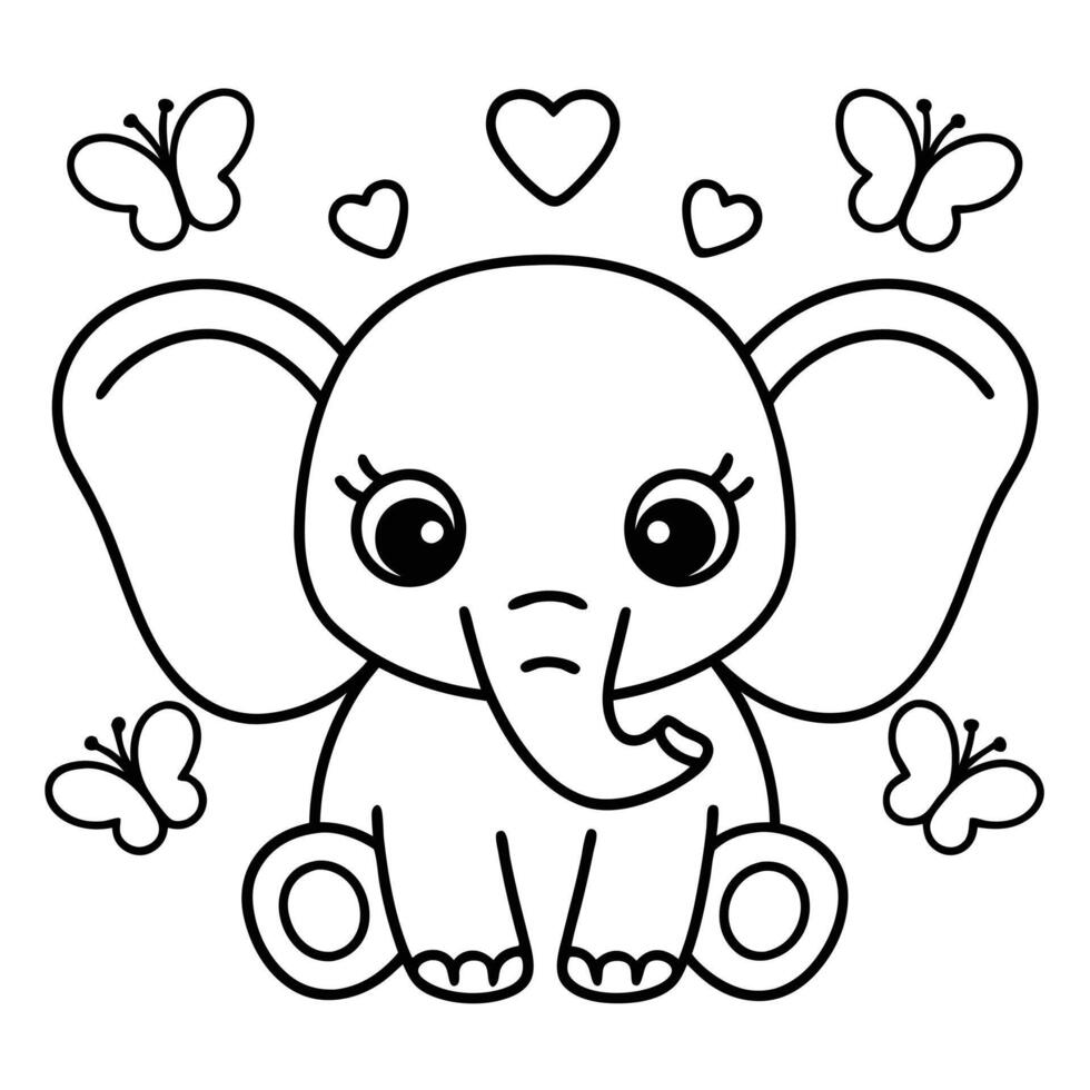 cute baby elephant for color book vector