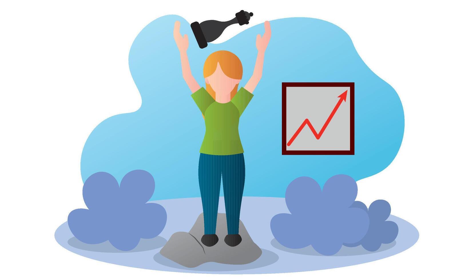 Victory with rising chart. vector