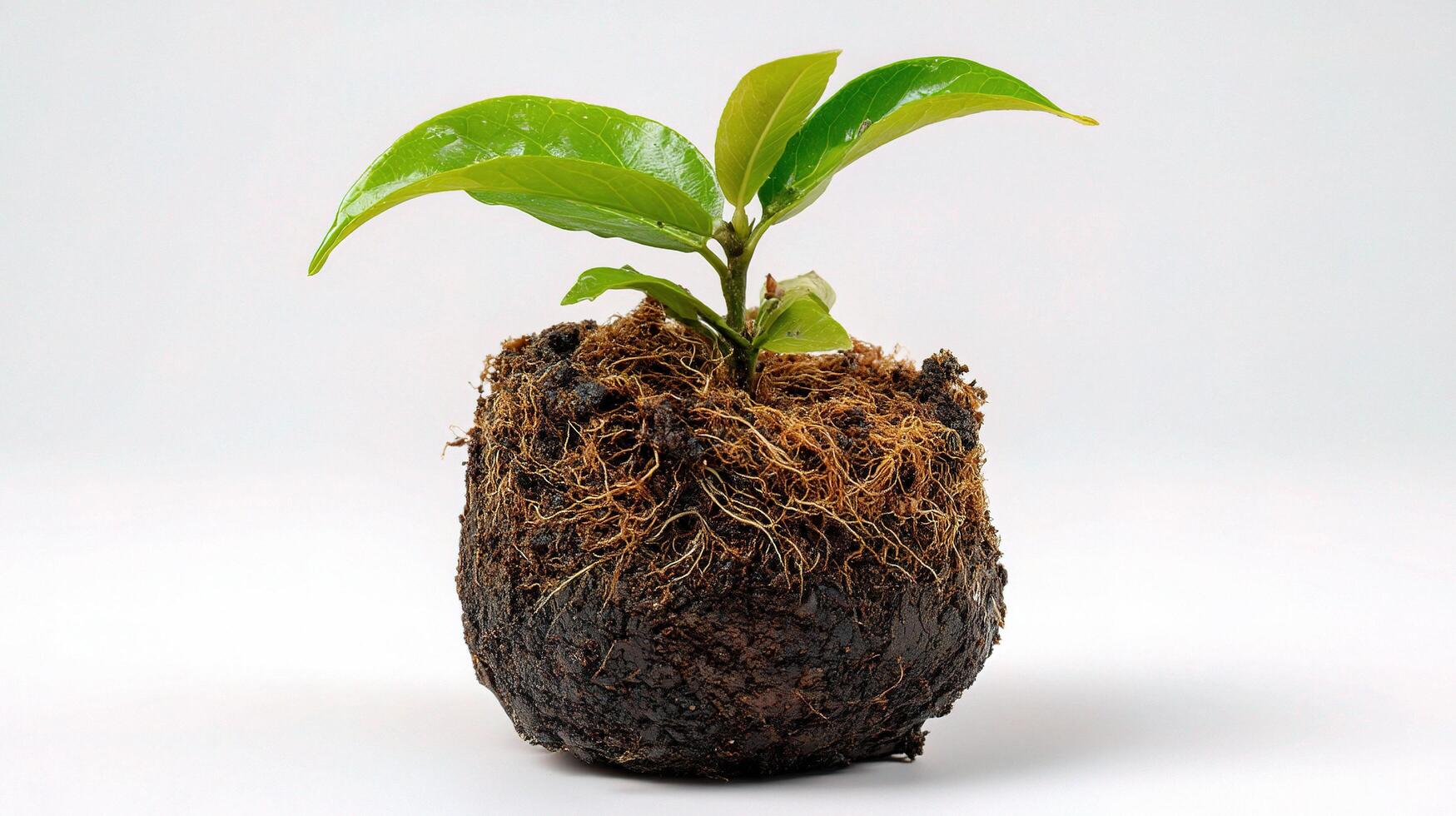 A small plant growing in a pot photo