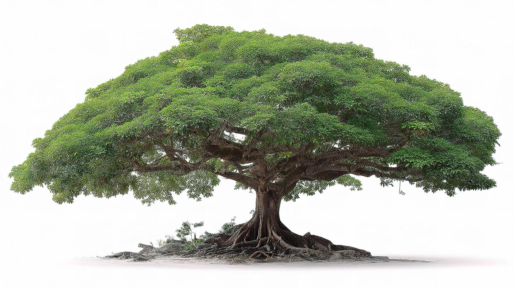 A large tree with roots on a white background photo