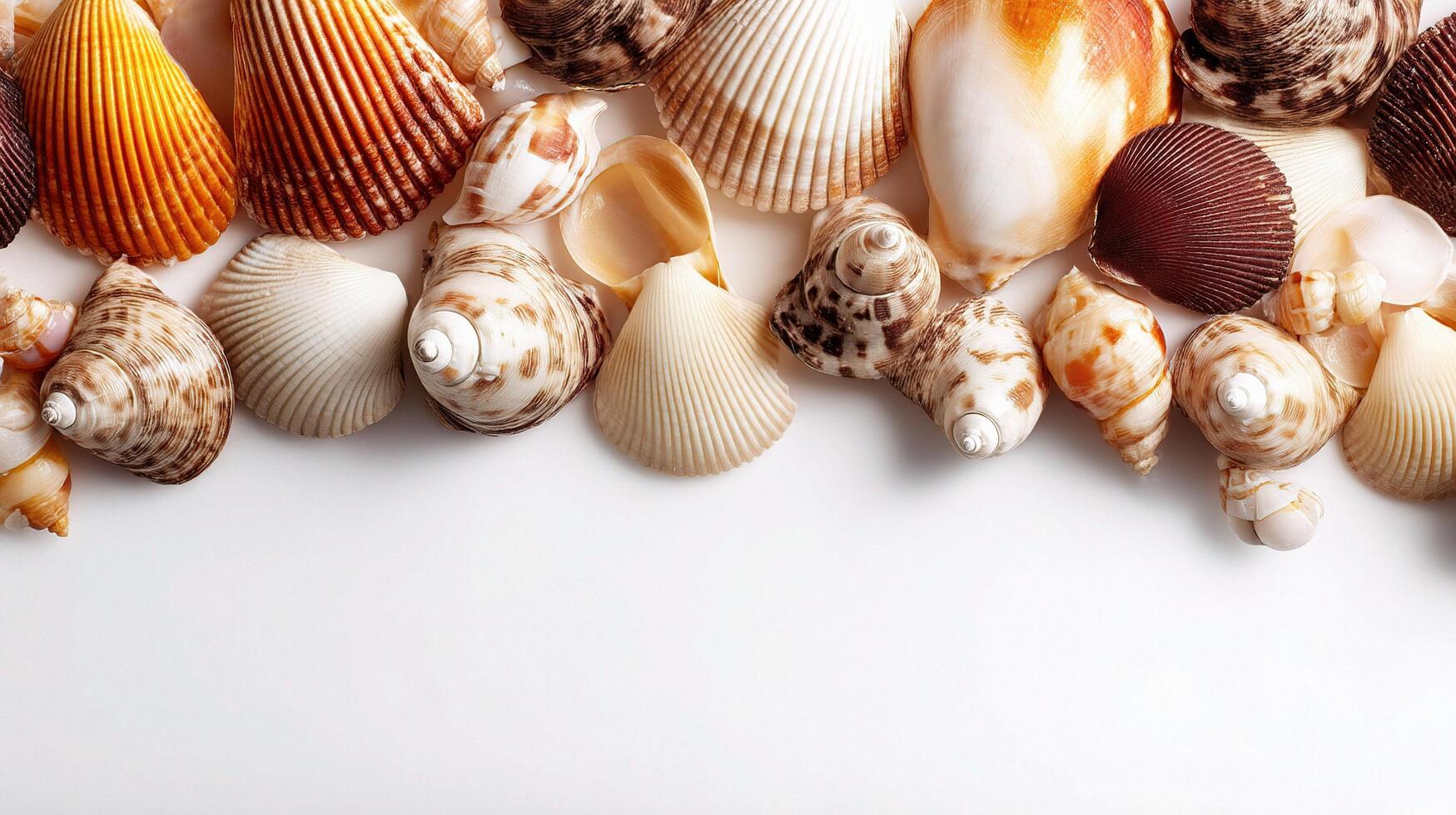 Sea shells on white background photo