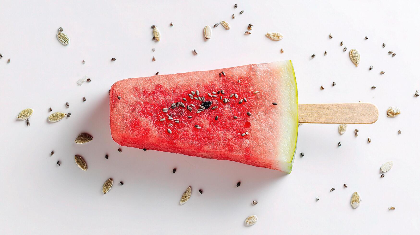 A popsicle with watermelon on top photo