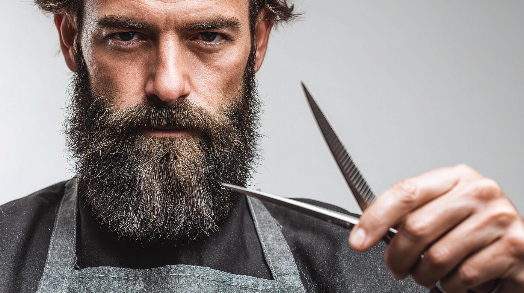 A man with a beard and scissors photo