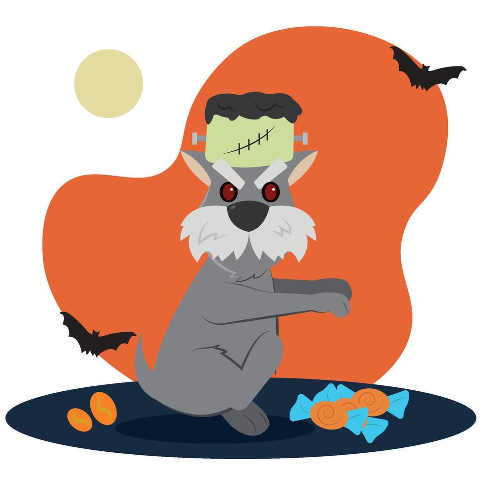 Dog as Frankenstein monster. vector