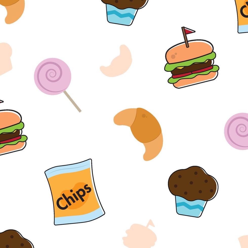Burgers and snacks layout. vector
