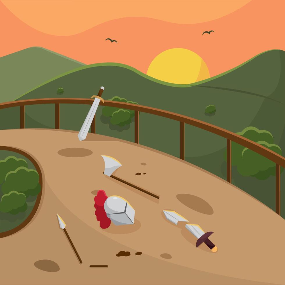 Abandoned battlefield gear. vector