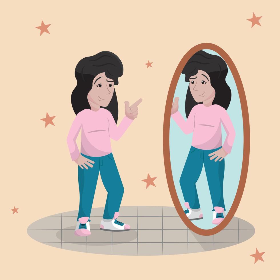 Self affirmation mirror moment. vector