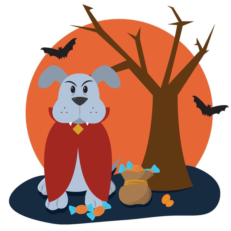 Dog in vampire costume. vector