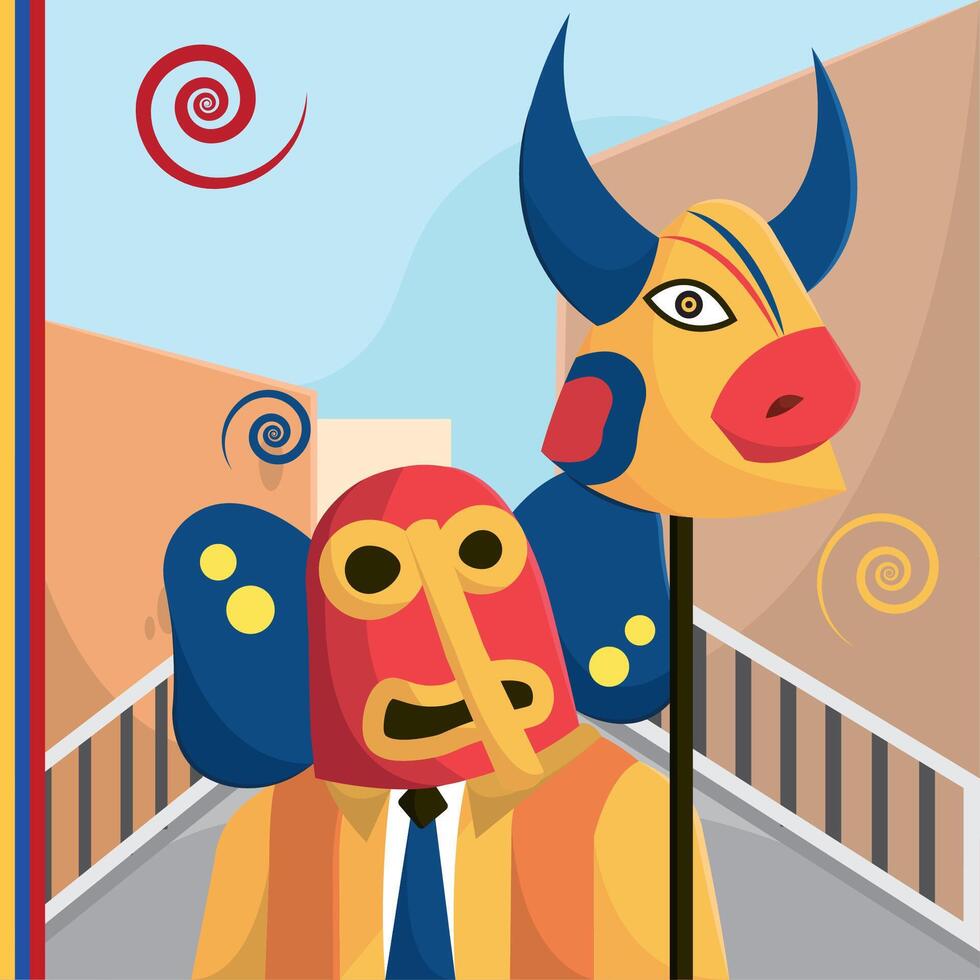 Carnival mask and costume. vector