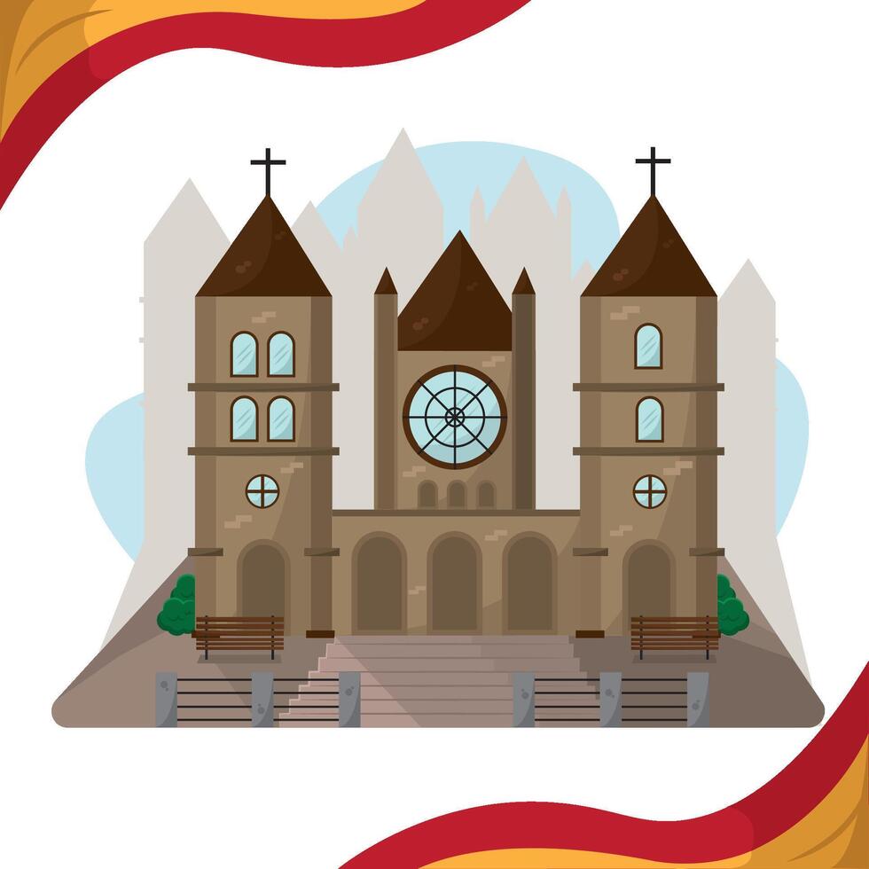 Cathedral church in Spanish style. vector