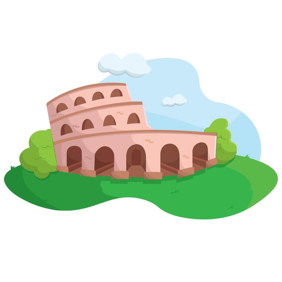 Roman amphitheater cartoon style. vector