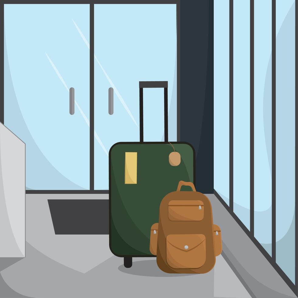 Luggage and backpack scene. vector