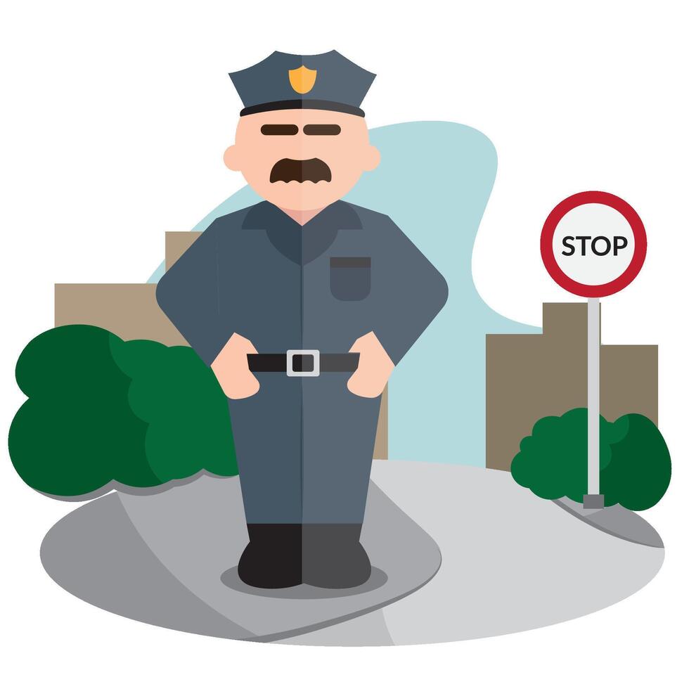 Isolated policeman professions cartoon illustration vector