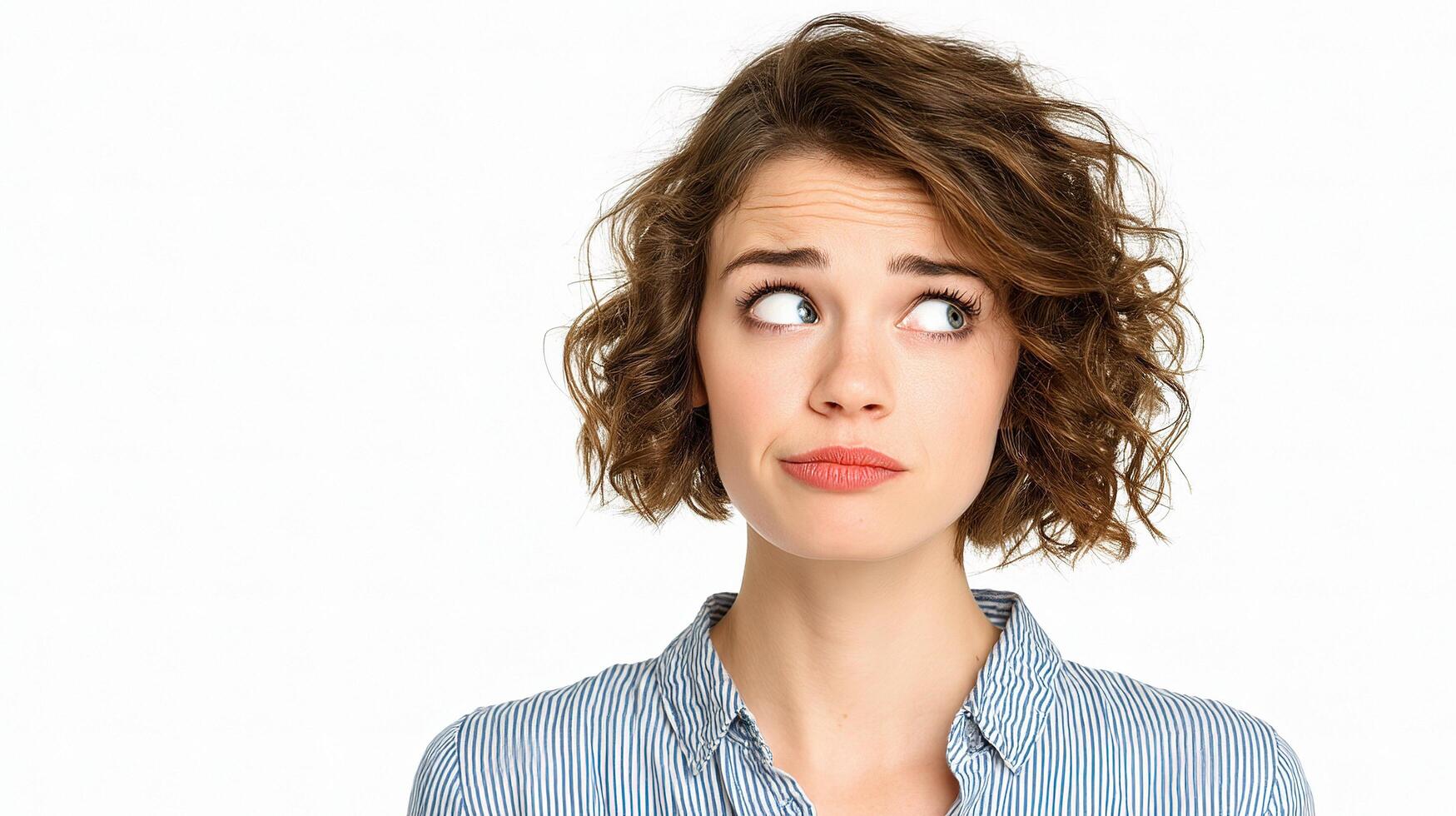 A woman with a confused look on her face photo