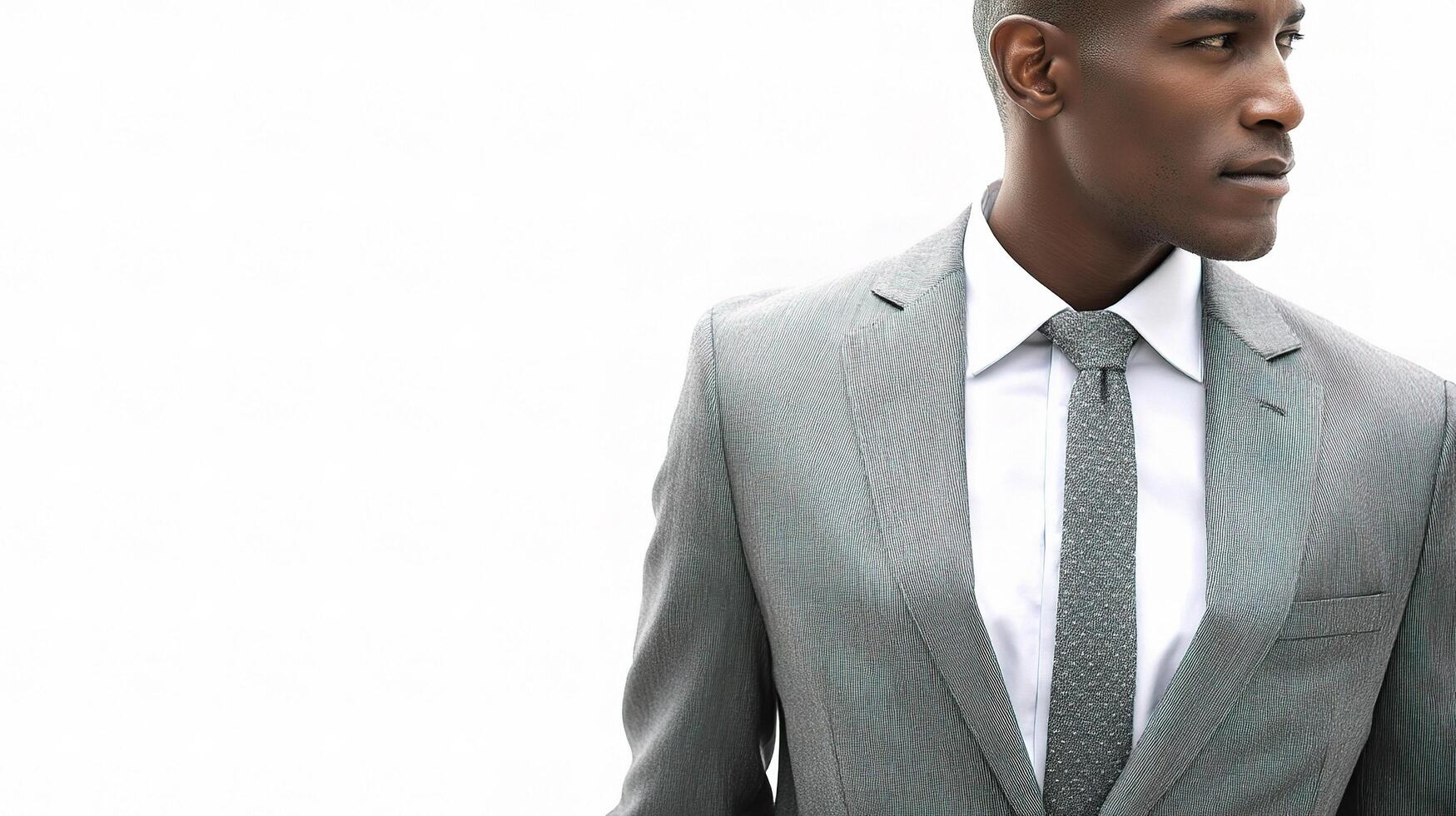 A man in a suit and tie looking away photo