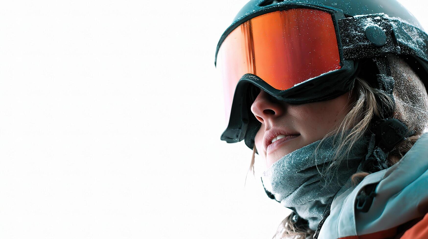A woman wearing a ski helmet and goggles photo