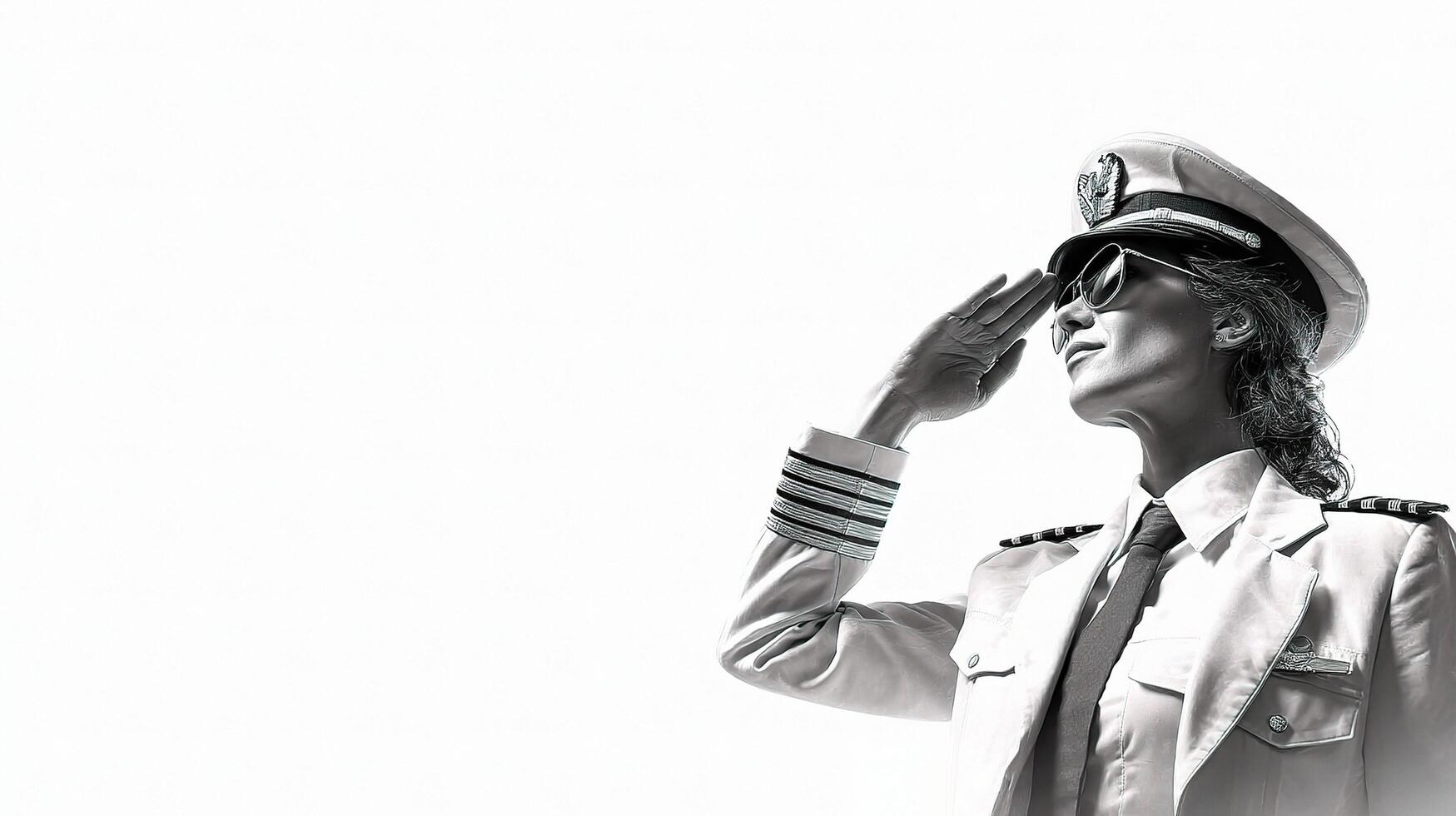 A woman in a white uniform saluting photo