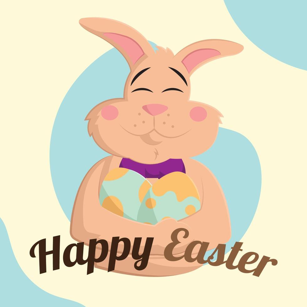 Bunny smiles with Easter eggs. vector