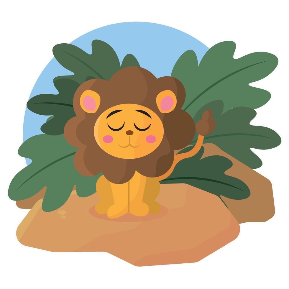 Calm cartoon lion resting. vector