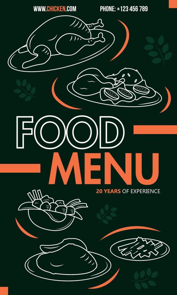 Dark food menu cover. vector