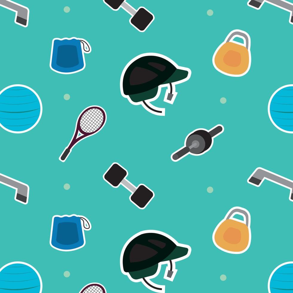 Sport equipment seamless background. vector