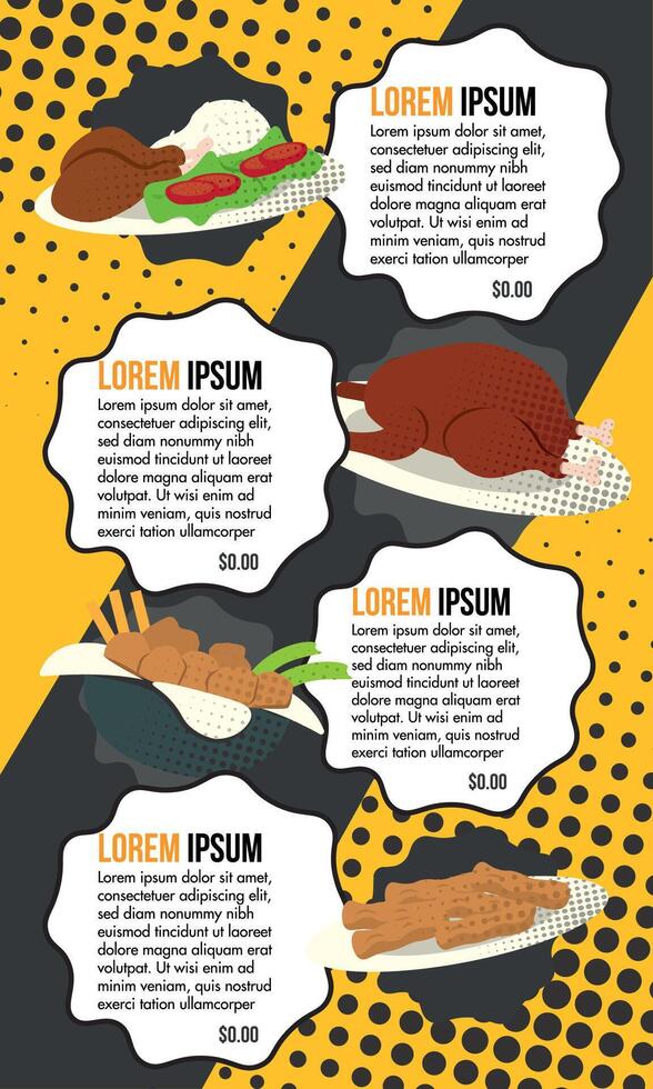 Food menu pricing layout. vector