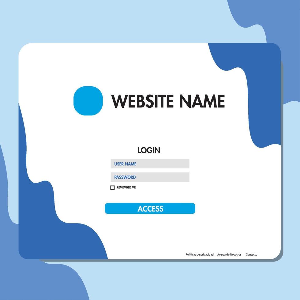 Website login screen. vector