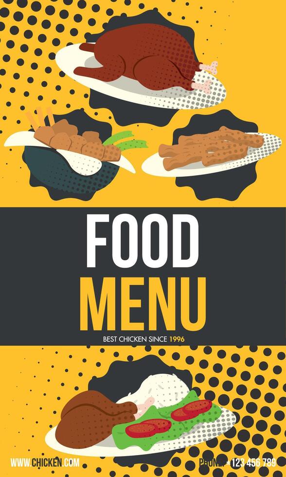Yellow dot menu poster. vector