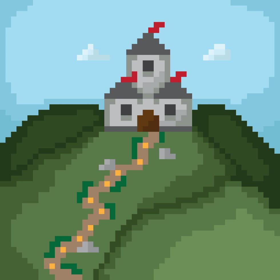 Castle on a hilltop path. vector