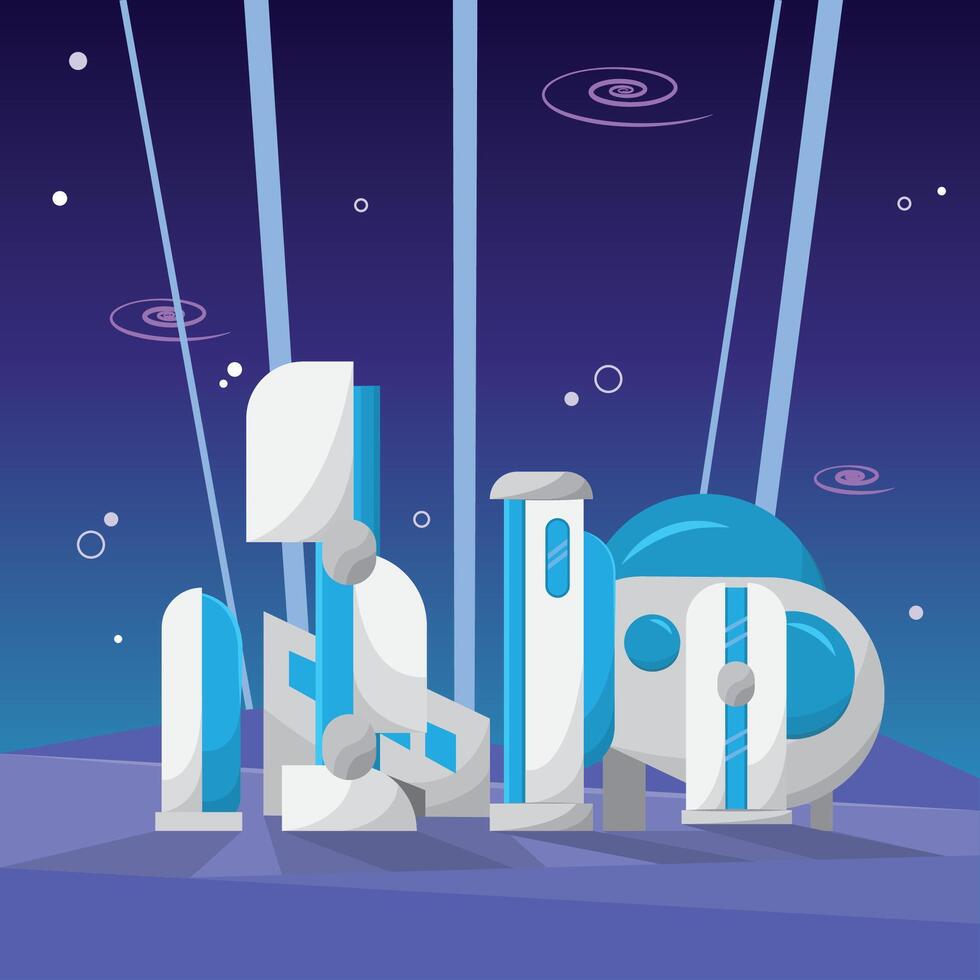Futuristic colony skyline. vector