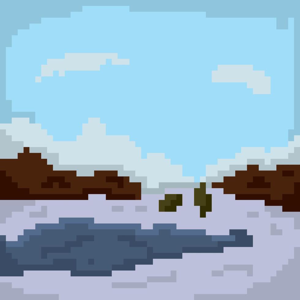 Isolated snow landscape pixel illustration vector