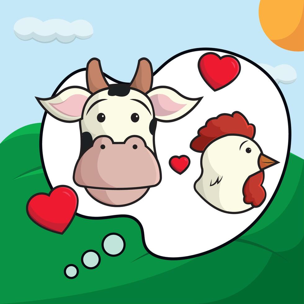 Love For Farm Animals. vector