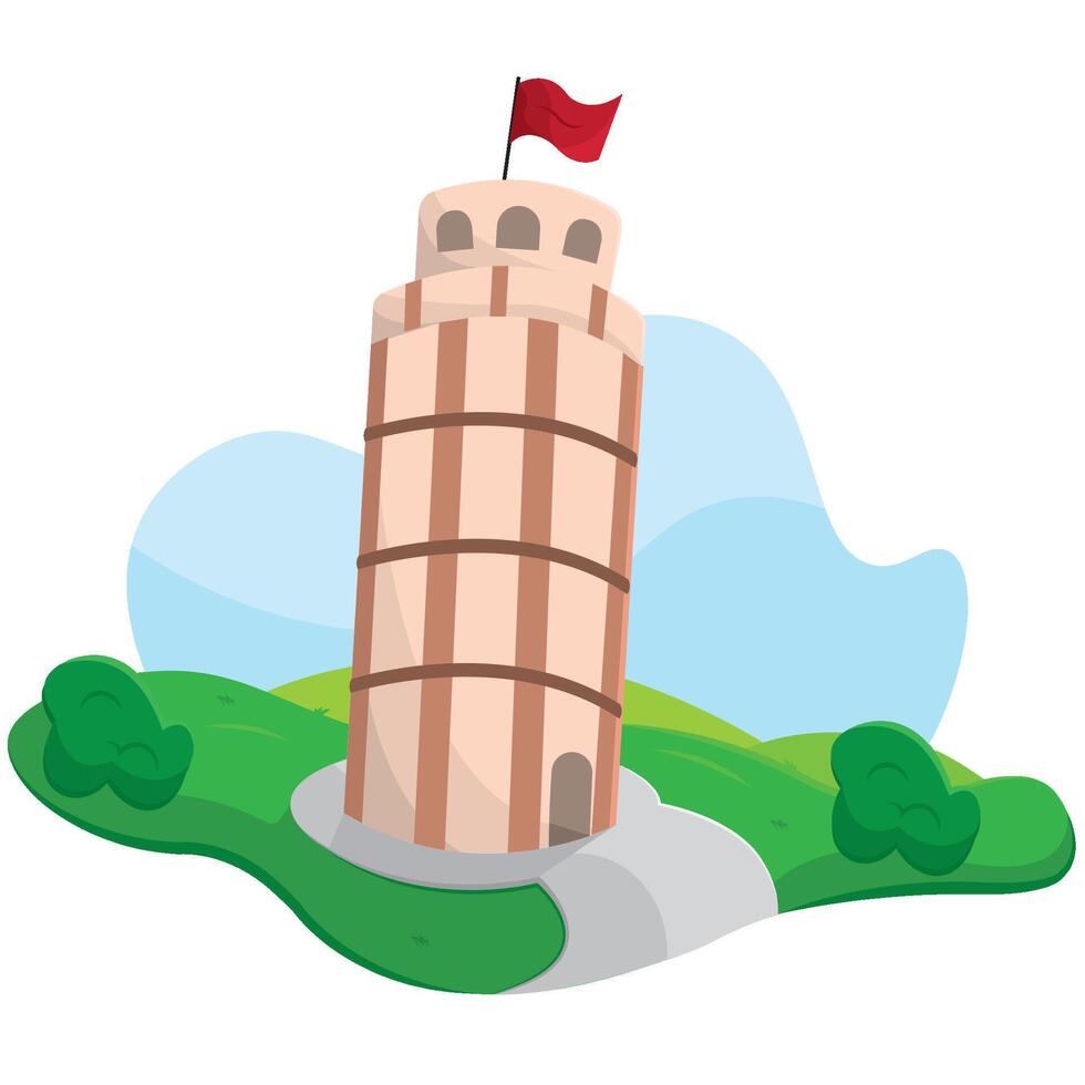 Leaning tower of pisa cartoon. vector