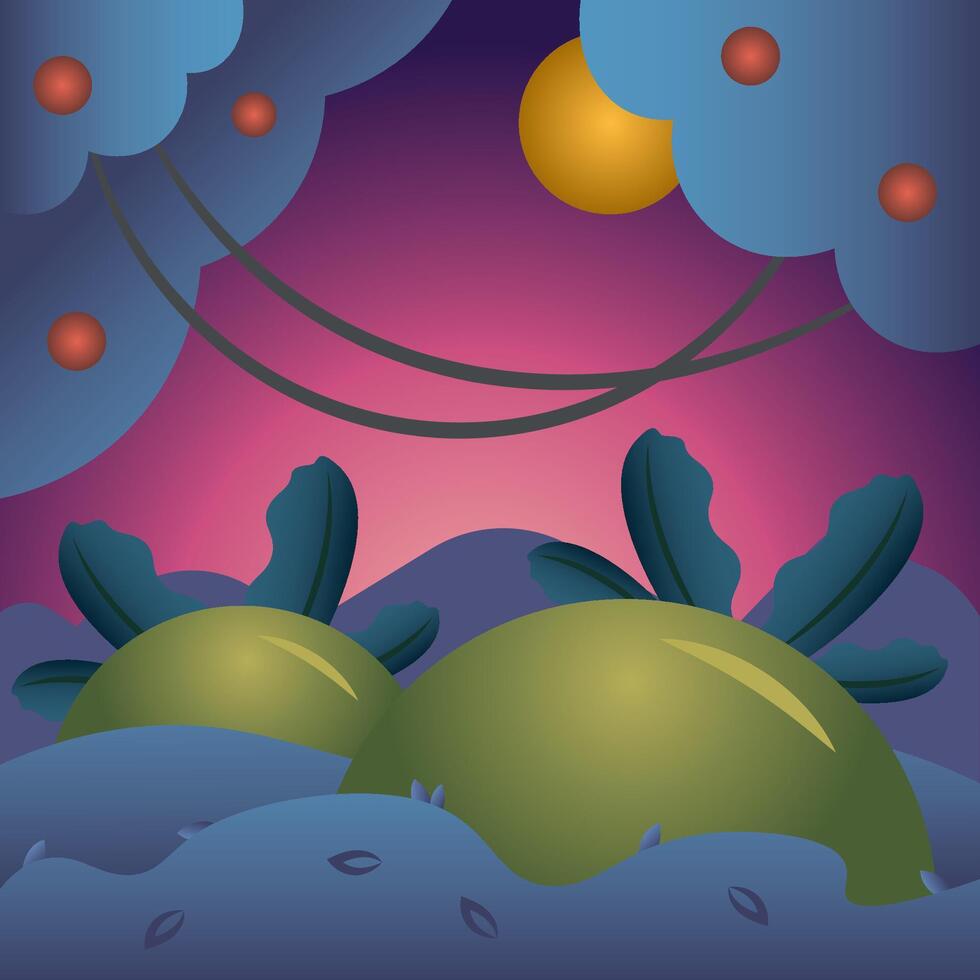 Alien hills and sky. vector
