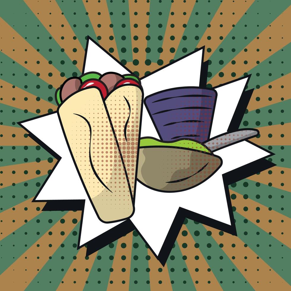 Wrap and sauce comic combo. vector