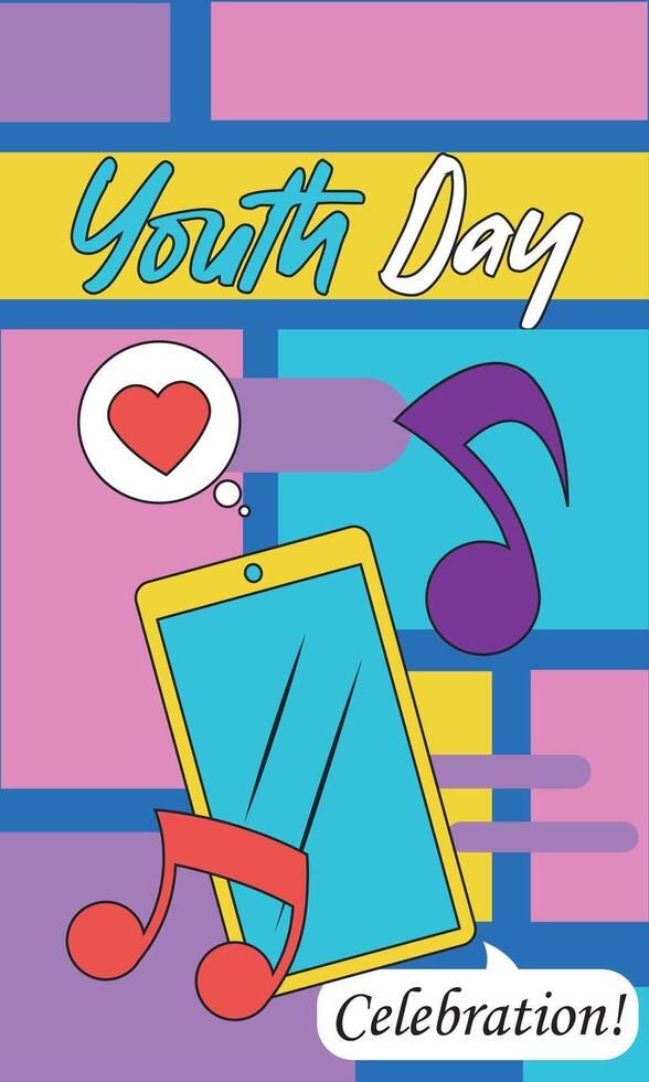 Tablet and icons youth theme. vector