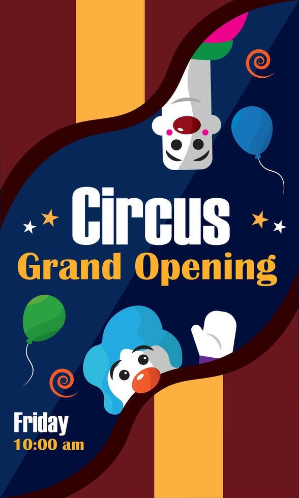 Circus opening with clowns. vector